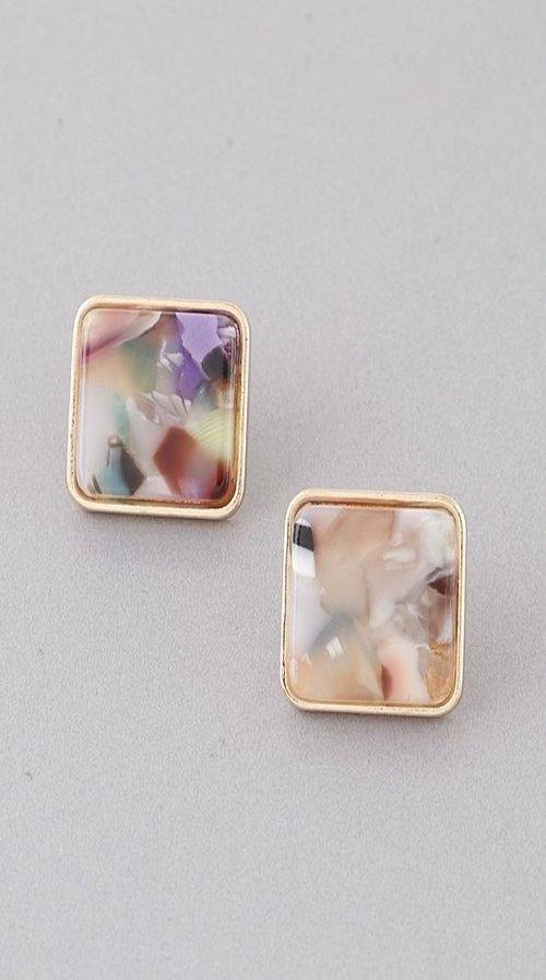 Square Stone Studded Earrings